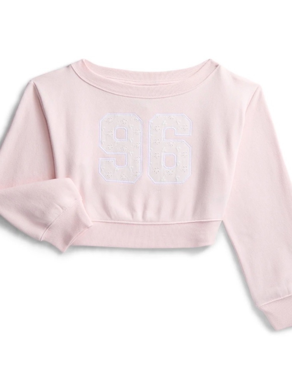 Kids Cropped Sweatshirt - Pink 96 Graphic